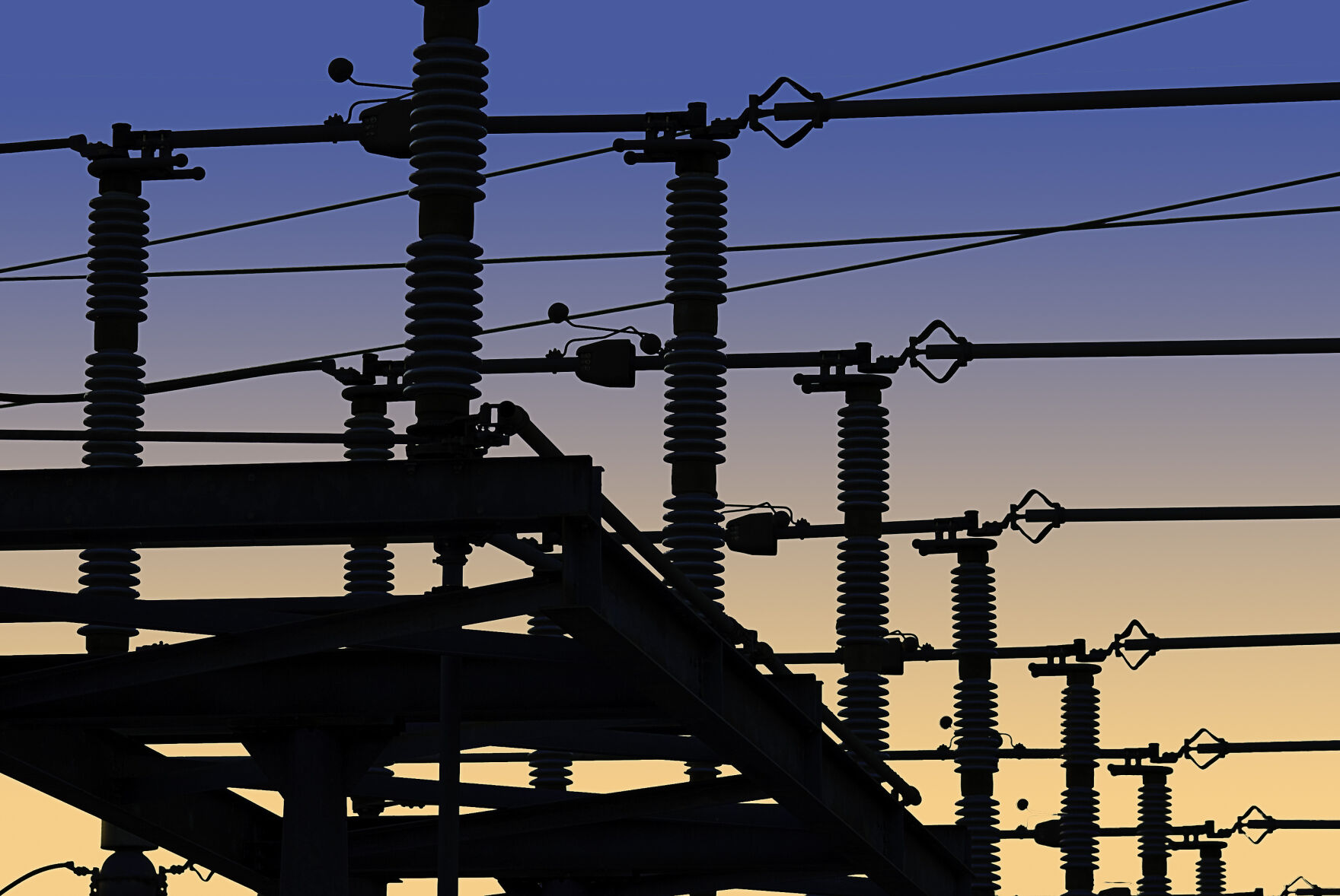 Electrical Power Grid In Silhouette